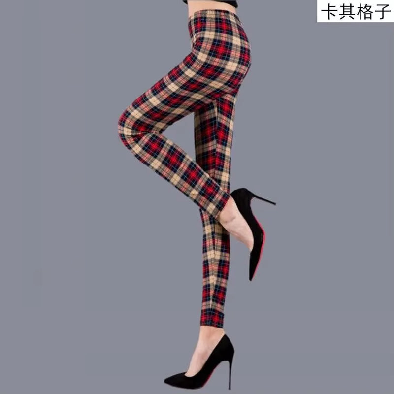 Sexy Plaid Slim Leggings Casual High Waist Elastic Fashion Bottoms Leggings Women Fitness Camouflage Leggings Workout Leggings