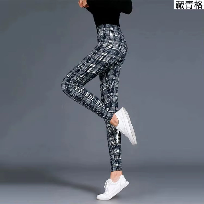 Sexy Plaid Slim Leggings Casual High Waist Elastic Fashion Bottoms Leggings Women Fitness Camouflage Leggings Workout Leggings