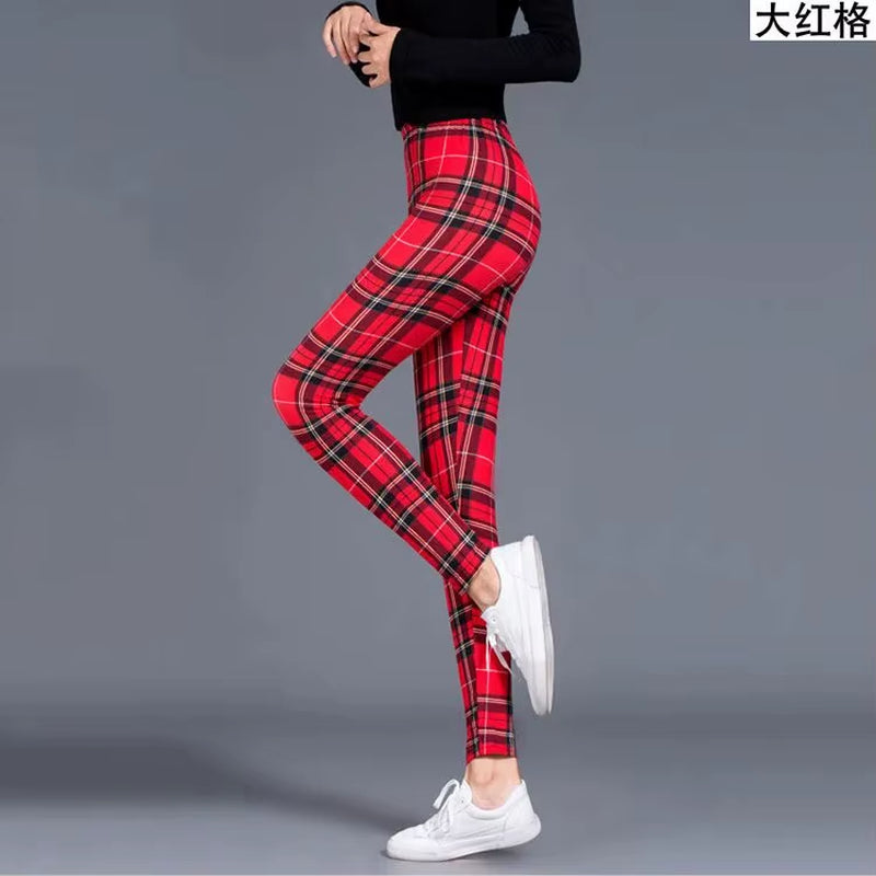 Sexy Plaid Slim Leggings Casual High Waist Elastic Fashion Bottoms Leggings Women Fitness Camouflage Leggings Workout Leggings