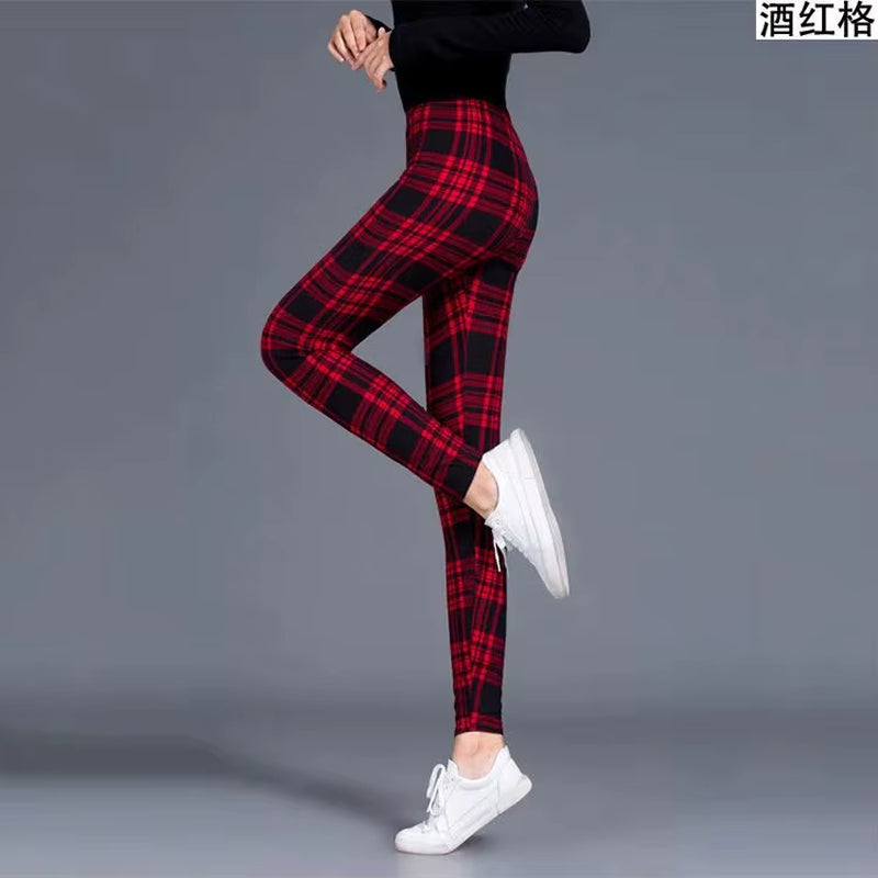 Sexy Plaid Slim Leggings Casual High Waist Elastic Fashion Bottoms Leggings Women Fitness Camouflage Leggings Workout Leggings