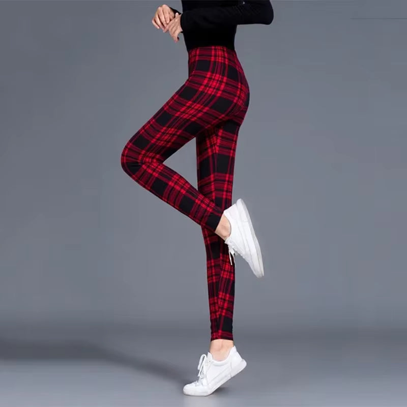 Sexy Plaid Slim Leggings Casual High Waist Elastic Fashion Bottoms Leggings Women Fitness Camouflage Leggings Workout Leggings