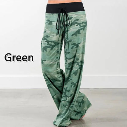 Women Fashion Loose Casual Baggy Long Pants Wide Leg Elastic Waist Cotton Linen Flare Yoga Trousers plus Size