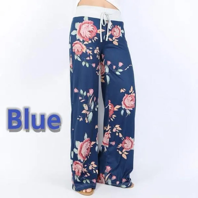 Women Fashion Loose Casual Baggy Long Pants Wide Leg Elastic Waist Cotton Linen Flare Yoga Trousers plus Size