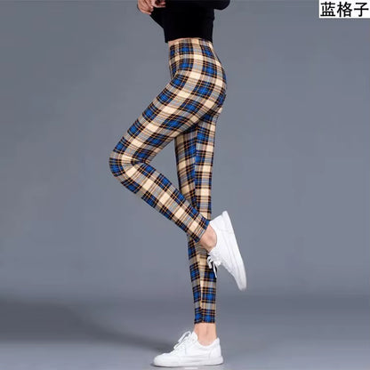 Sexy Plaid Slim Leggings Casual High Waist Elastic Fashion Bottoms Leggings Women Fitness Camouflage Leggings Workout Leggings