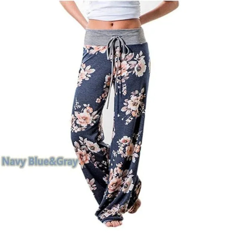 Women Fashion Loose Casual Baggy Long Pants Wide Leg Elastic Waist Cotton Linen Flare Yoga Trousers plus Size