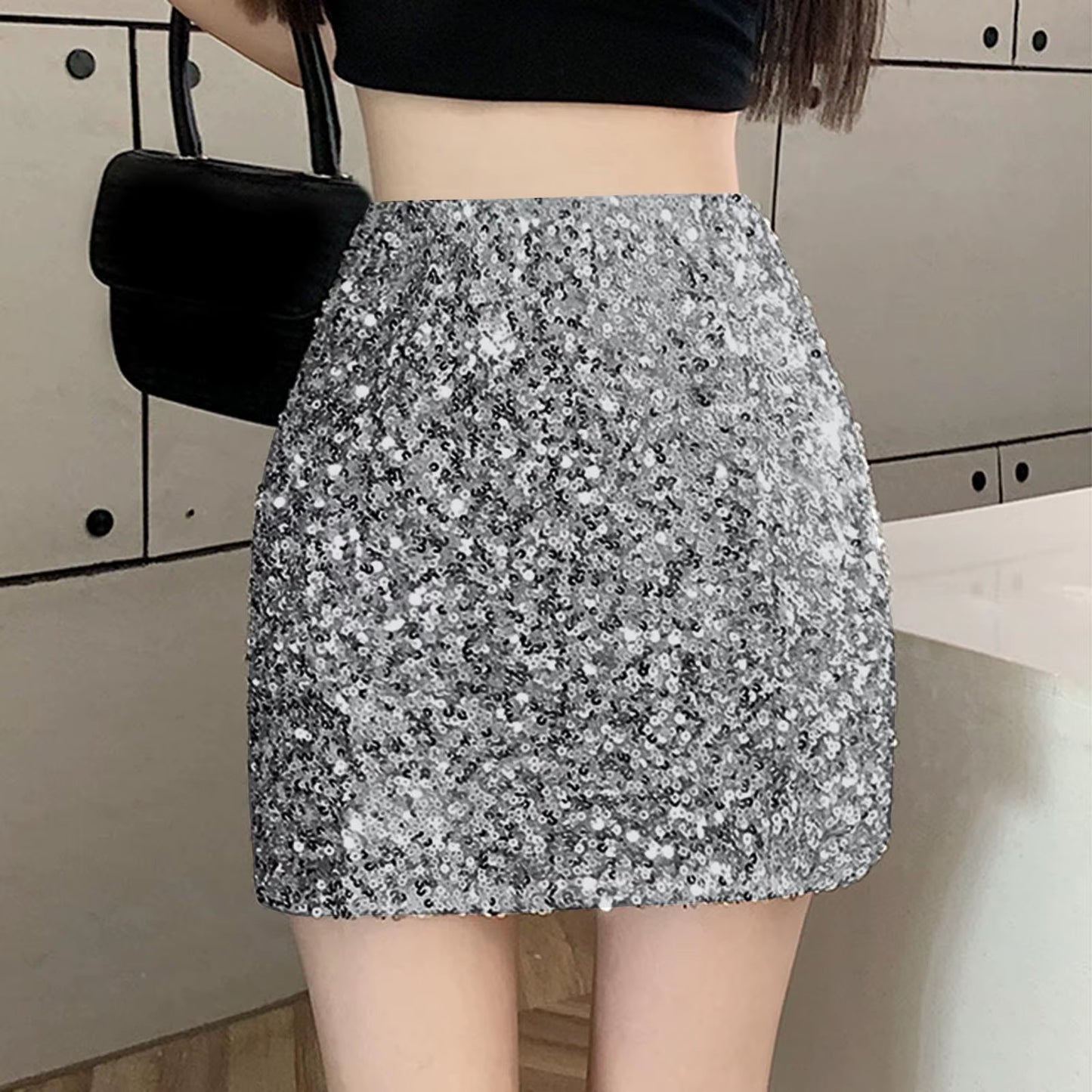 Sexy Sequins Skirts Women'S Fashionable Sequin Skirt High Waisted and Hip Wrapped Short Skirt Cow Print Skirts San Valentin