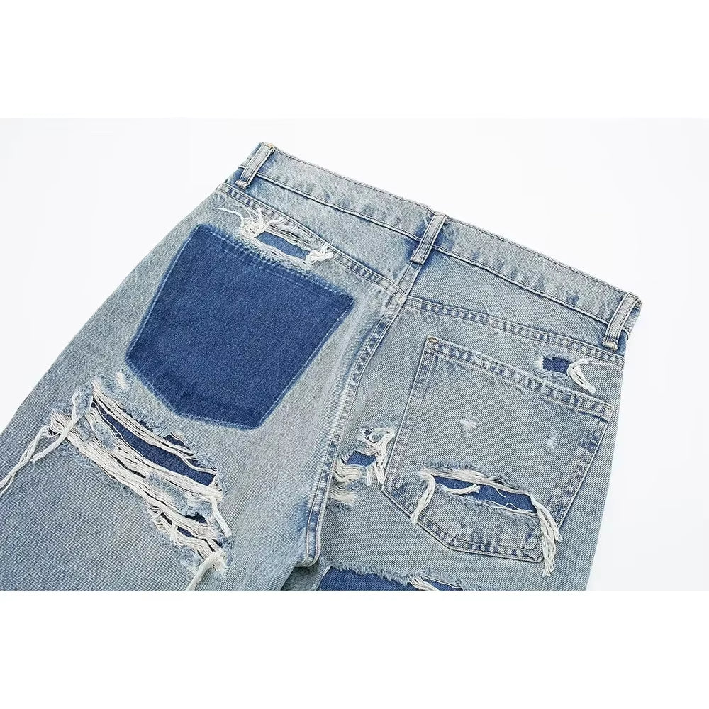 Baggy Jeans Women High Waisted Vintage Denim Pants Fashion Jeans Loose Trousers Patchwork Casual Streetwear Y2K Jeans