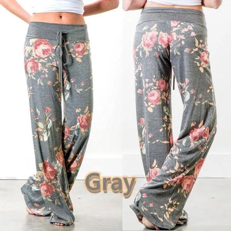 Women Fashion Loose Casual Baggy Long Pants Wide Leg Elastic Waist Cotton Linen Flare Yoga Trousers plus Size